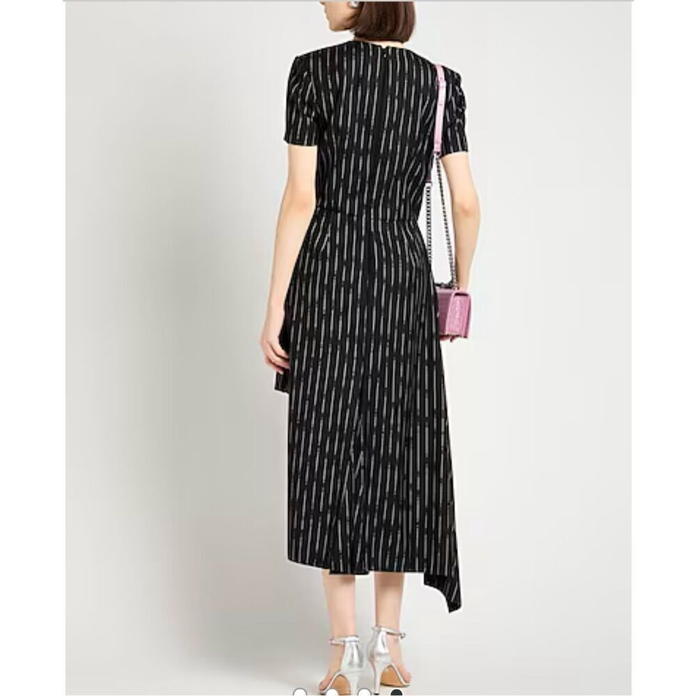 Alexander McQueen Broken Pinstripe Black & Ivory High Low Dress sz 42 or US 6 NW - Picture 5 of 11